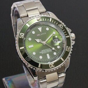 Green Dial Silver Men's Watch